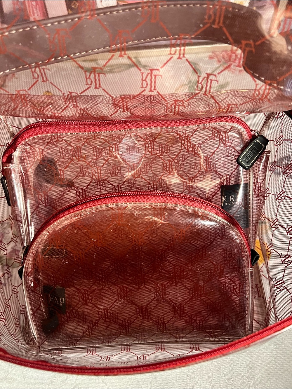 RLL CLEAR RED Travel Cosmetic Case with Top Handle (3-Pc Set) - Picture 10 of 13